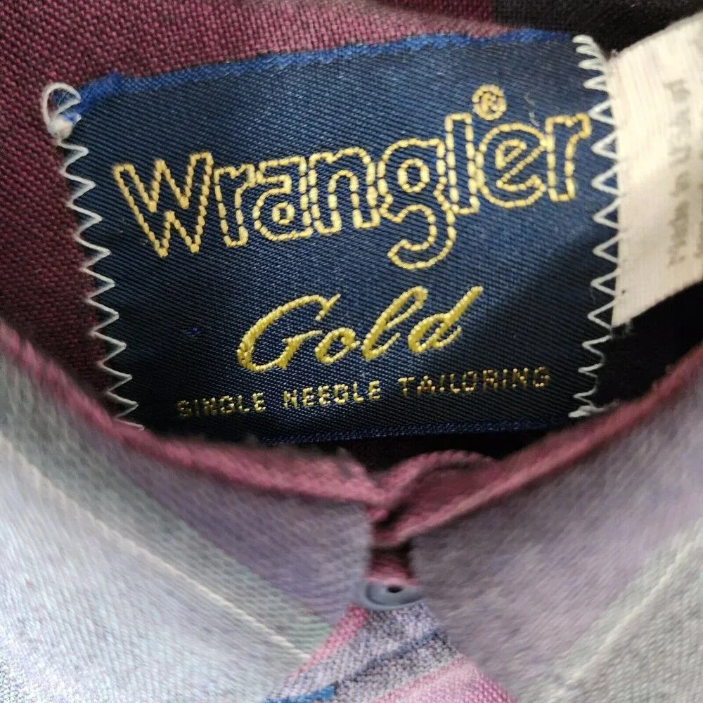 VTG Wrangler Gold Multicolor Striped Western Button Down LS Shirt Size XL‎